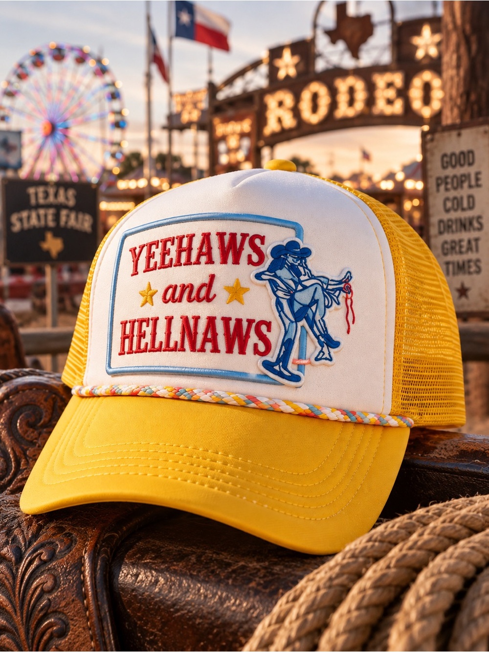 Yeehaws Hellnaws‎ Trucker Hat Yellow Western Cowgirl Cap